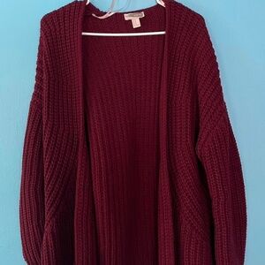 Forever 21 Burgundy Knit Cardigan M